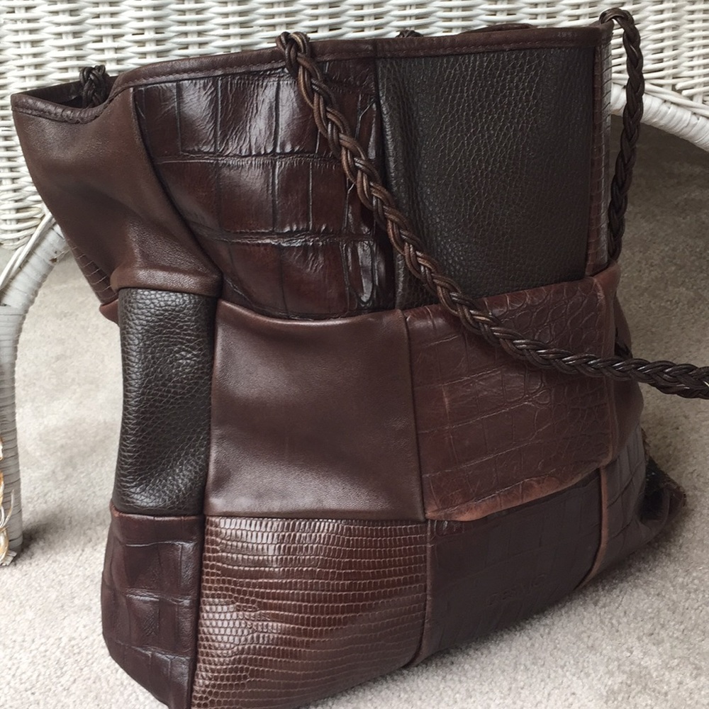 Desmo Patchwork Leather Shoulder Handbag